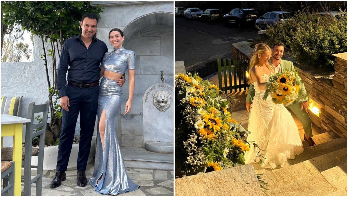 Σταθοκωστόπουλος – Σιαμπάνη: Glam εμφάνιση στον γάμο της beauty expert των celebrities στην Τήνο